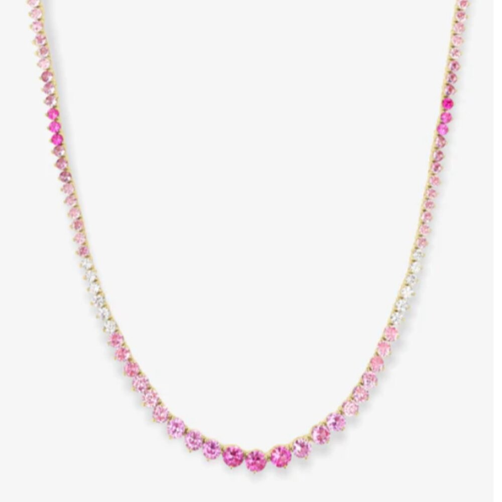 Melinda Maria Pink Gradient Crystal Tennis Necklace